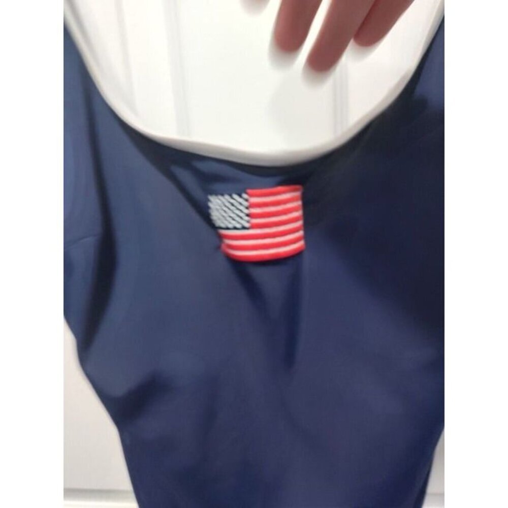 Lands End Blue Swim Bathing Suit One Piece American Flag Classic Size 18 - Picture 3 of 9